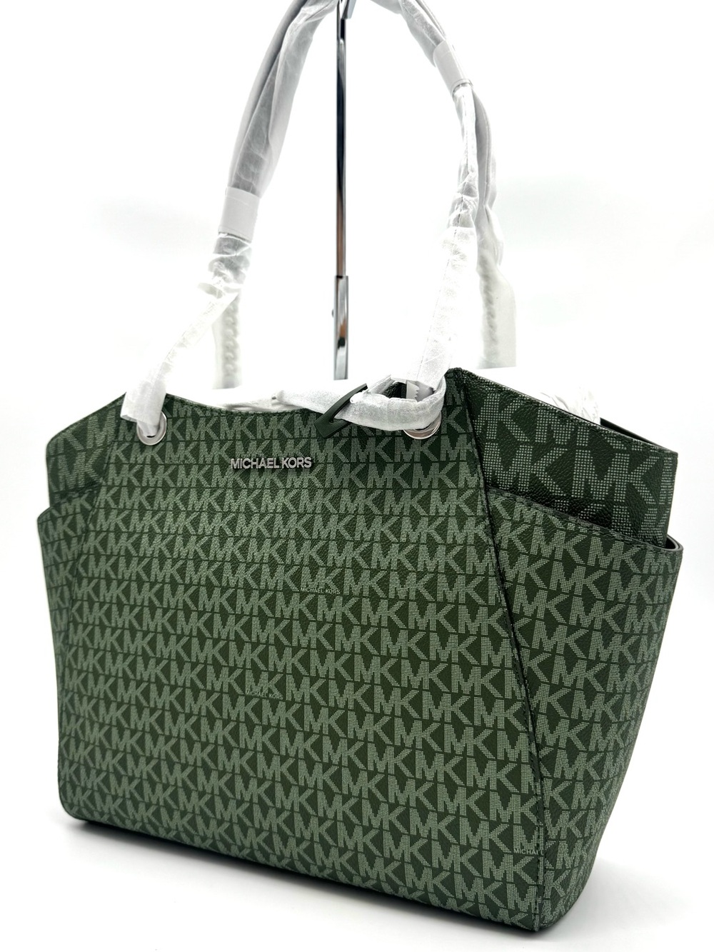 Michael Kors Jet Set Large Signature Logo Shoulder Bag - Amazon Green